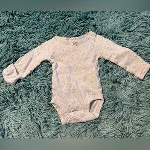 Carter's Light Gray Long Sleeve Bodysuit with Pink Bow